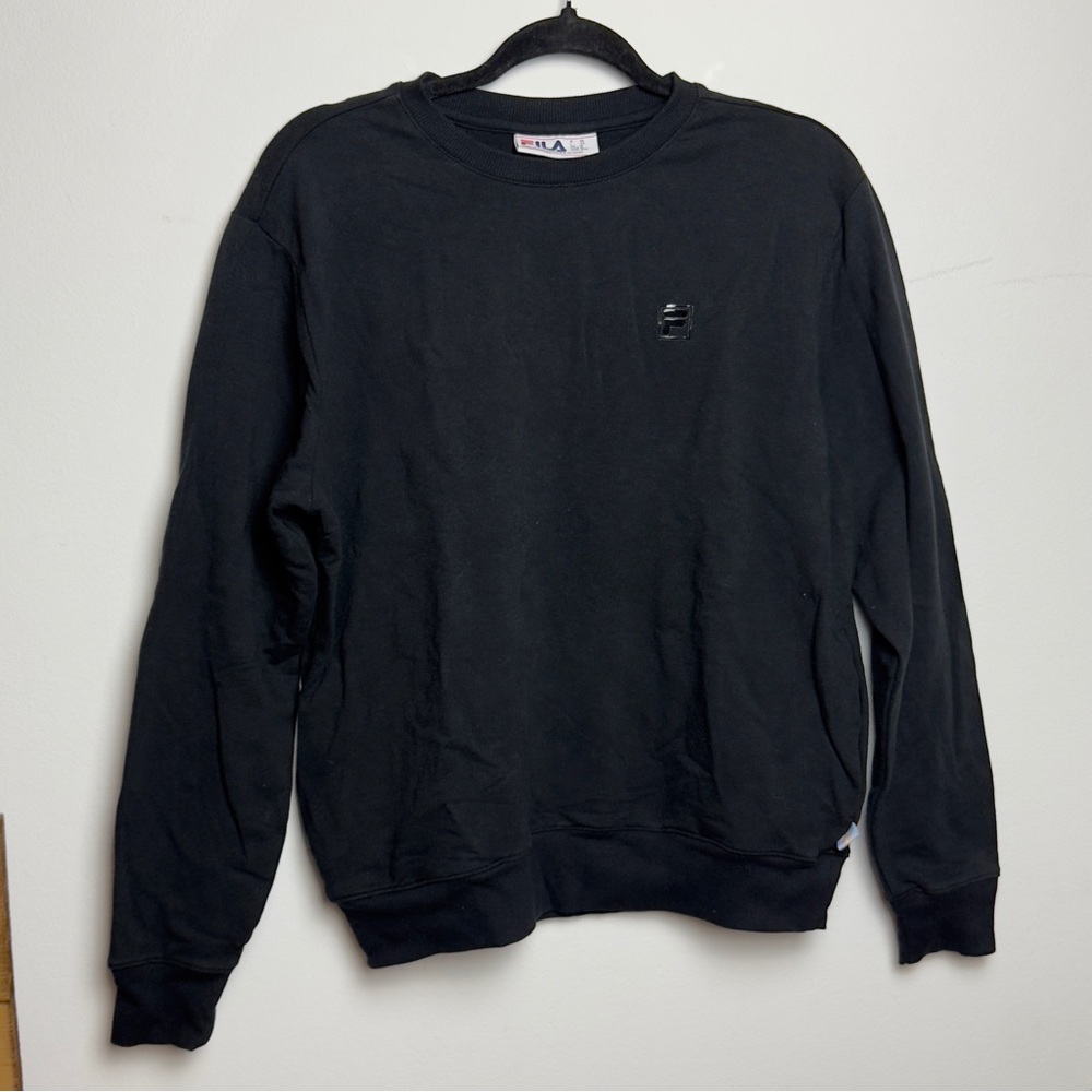 Fila Black Crewneck Sweatshirt with Pockets